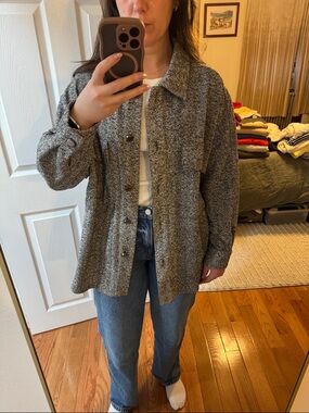 Zara Gray Button-Front Shacket